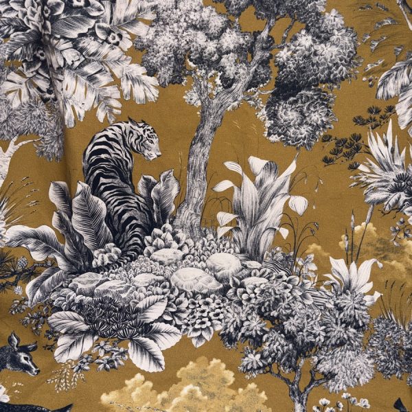 Toile de coton imprimée savane jaune (1)