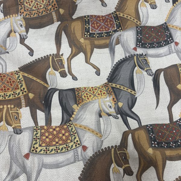 Toile de coton lourde imprimé chevaux pour ameublement (1)