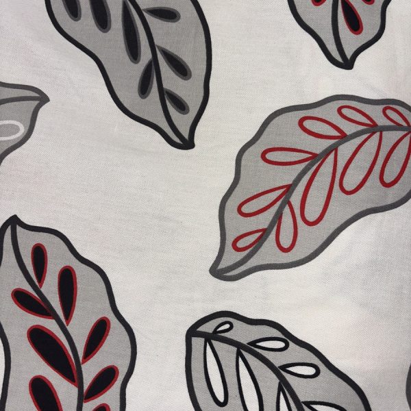 Tissu coton blanc imprime feuillage d’automne - Largeur 280 centimètres (1)