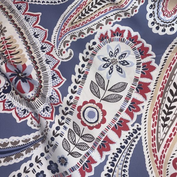 Tissu coton bleu imprimé fleuri moderne - Largeur 280 centimètres (1)
