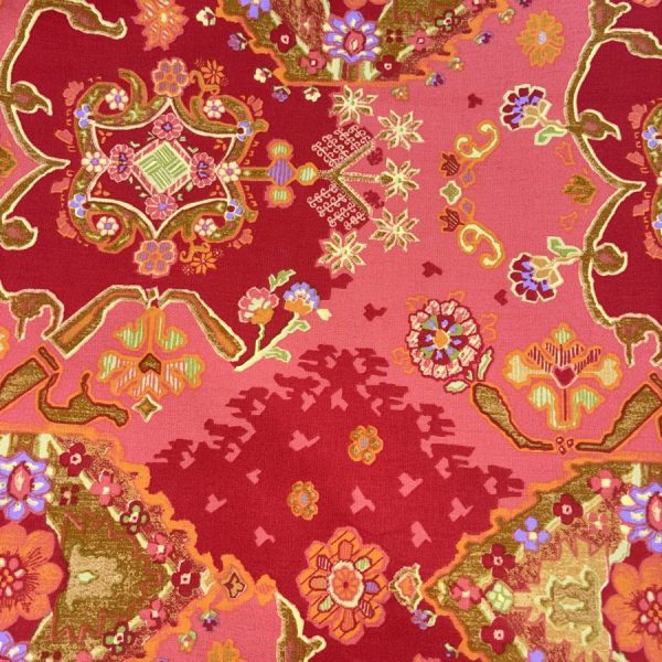 Tissu coton corail imprimé fleuri - Largeur 280 centimètres (1)