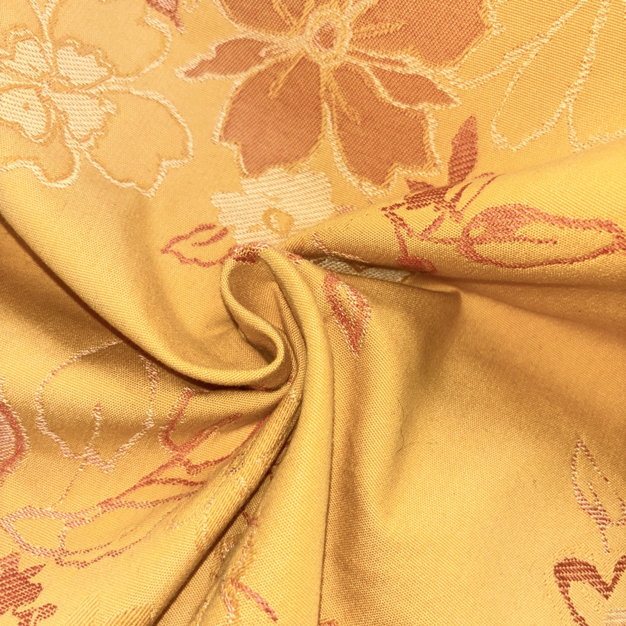 Tissu jacquard orange à motif fleuri (3) Tissu jacquard orange à motif fleuri (3)