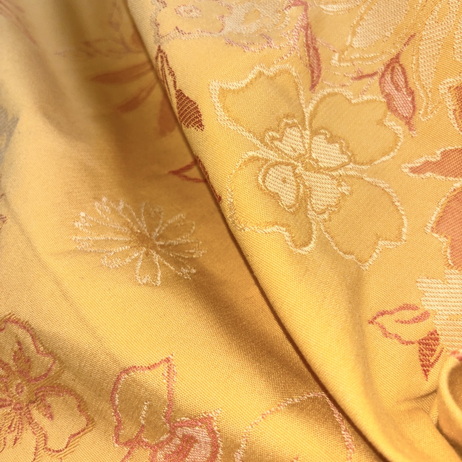 Tissu jacquard orange à motif fleuri (4) Tissu jacquard orange à motif fleuri (4)