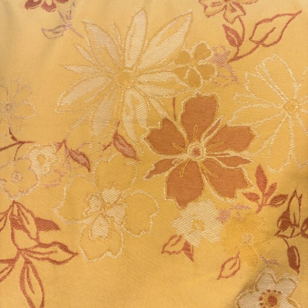 Tissu jacquard orange à motif fleuri (1)