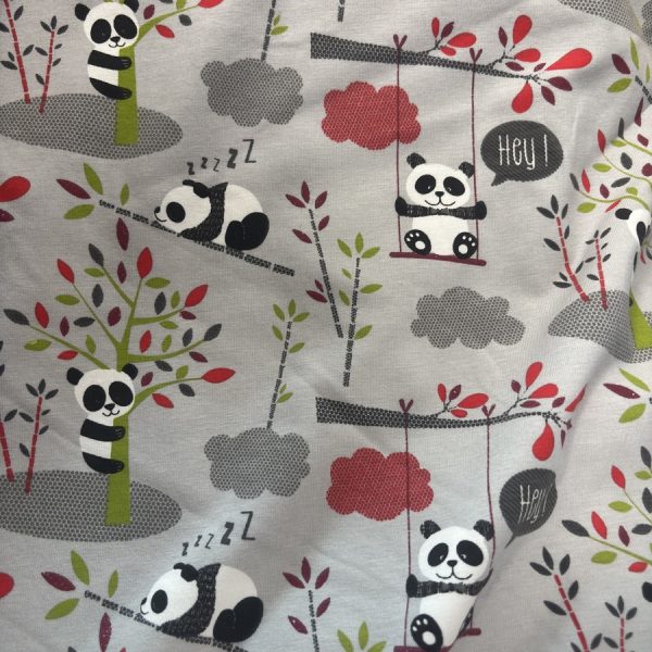 Tissu jersey de coton pour enfant imprimé panda (1)