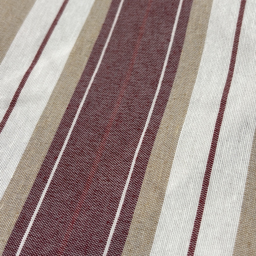 Toile de coton polyester beige à rayure bordeaux - Largeur 280 centimètres (3) Toile de coton polyester beige à rayure bordeaux - Largeur 280 centimètres (3)