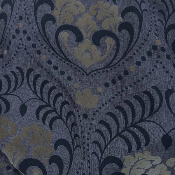 Toile de polyester floqué baroque velours doré - Largeur 280 centimètres (1)